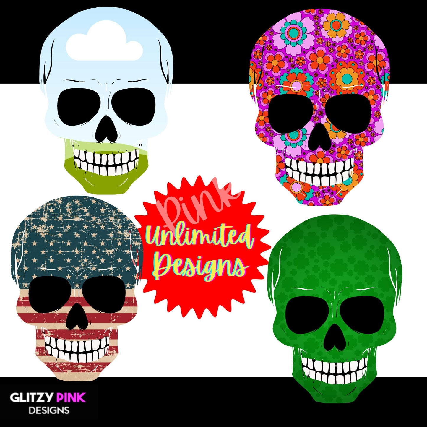 Skull Canva Frame, Skull Editable Canva Frame Template, Cheetah Skull PNG, Sugar Skull, Fill Your Design Canva Frame,  Canva Frame Bundle