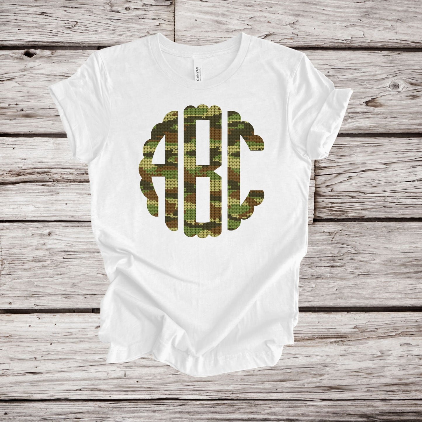 Green Knitted Camo Scallop Monogram, Camouflage Monogram Alphabet, Military Monogram Font, Camo Alphabet Set, Instant Download