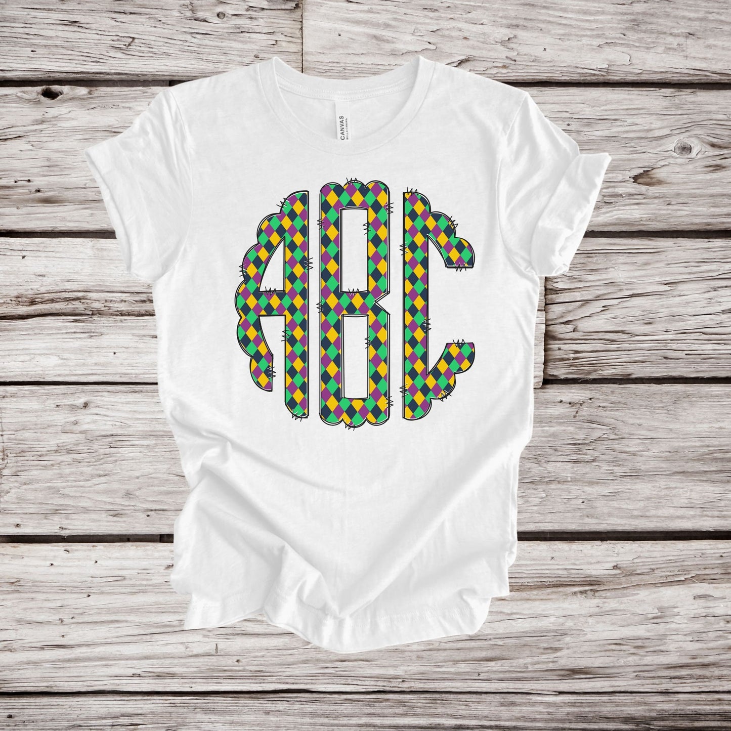 Mardi Gras Checkerboard Doodle Scallop Monogram, Mardi Gras Alphabet, Mardi Gras Monogram, Mardi Gras Fonts,  Instant Download