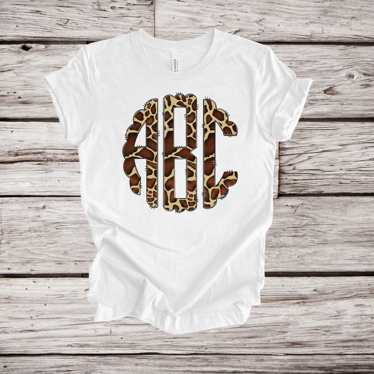 Giraffe Doodle Scallop Monogram,  Animal Print Monogram Alphabet, Safari Monogram, Giraffe Fonts, Instant Download