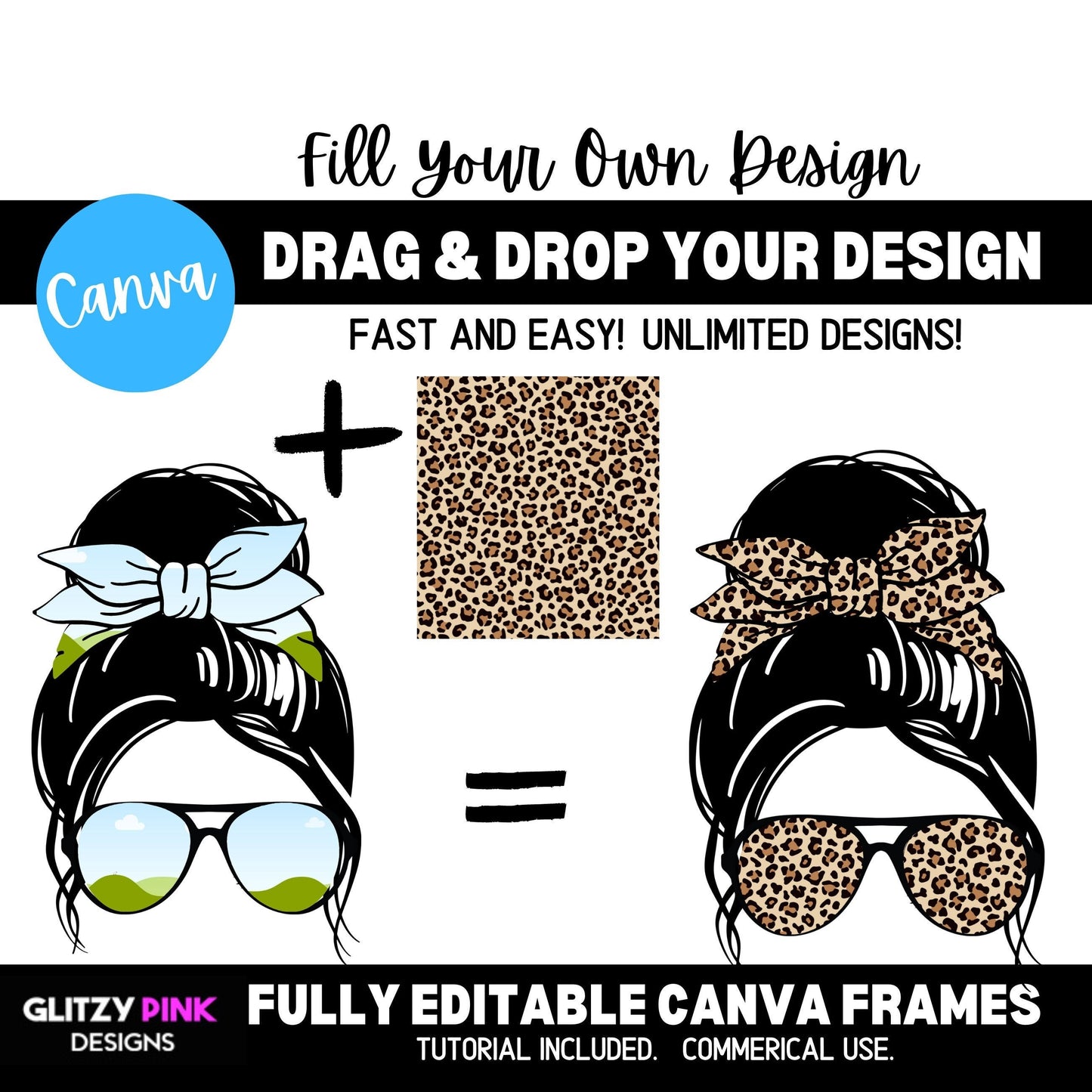 Messy Bun Mom G Drag and Drop Canva Template, Mom Life SVG, Customized Messy Bun Mom PNG  Canva Frame, Messy Bun Mom Sublimation Design