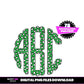 Green Cheetah Doodle Scallop Monogram, Animal Print Monogram Alphabet, Green Leopard Monogram, America Alphabet Set, Instant Download