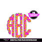 Neon Pink Yellow Leopard Doodle Scallop Monogram,  Hot Pink Leopard Monogram Alphabet, Cheetah Monogram, Tiger Fonts, Instant Download