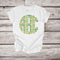 Yellow and Green Gingham Doodle Scallop Monogram,  Easter Monogram Alphabet, Doodle Monogram, St. Patrick's Day Fonts,  Instant Download
