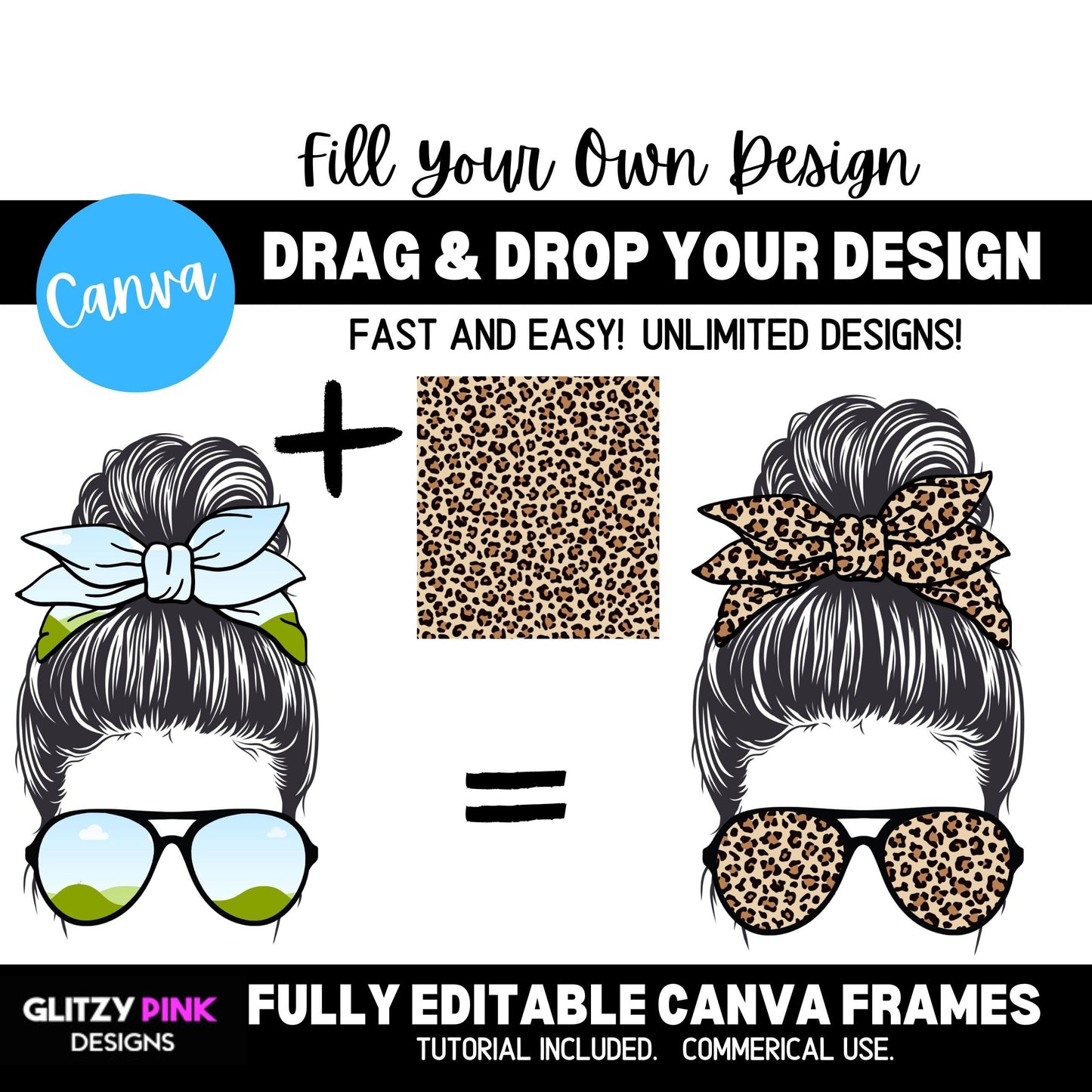 Messy Bun Mom D Drag and Drop Canva Template, Mom Life SVG, Customized Messy Bun Mom PNG  Canva Frame, Messy Bun Mom Sublimation Design